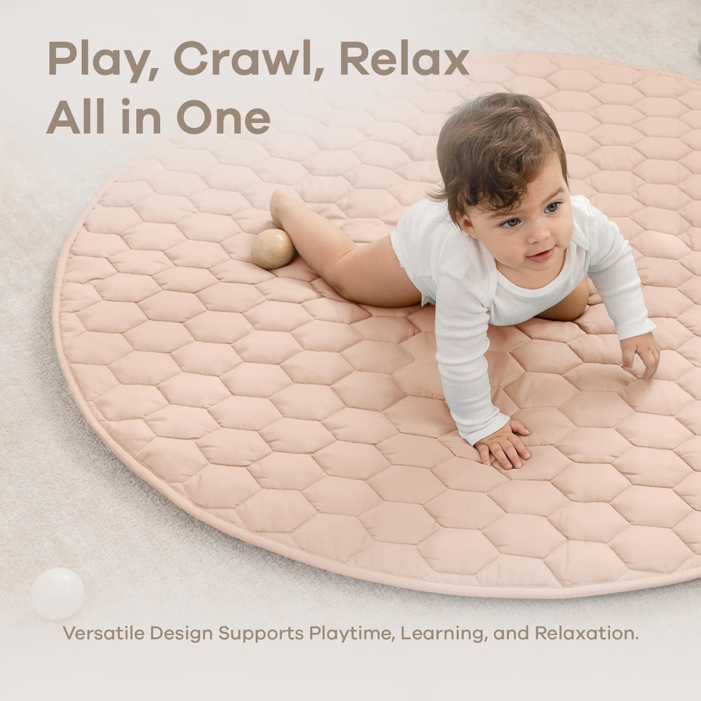 Comfy Cubs round play mat durable polyester and easy to clean