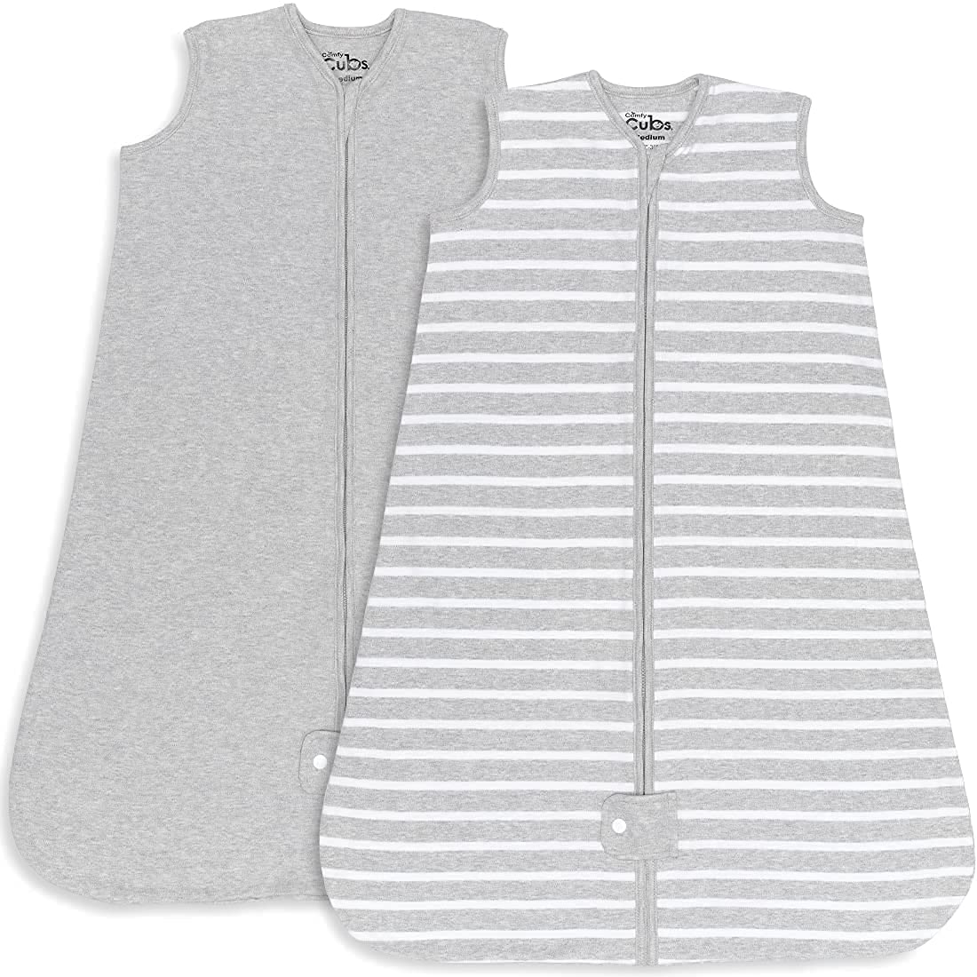 Comfy Cubs sleep sack gray front view, cozy 12-18 month fit for peaceful nights.