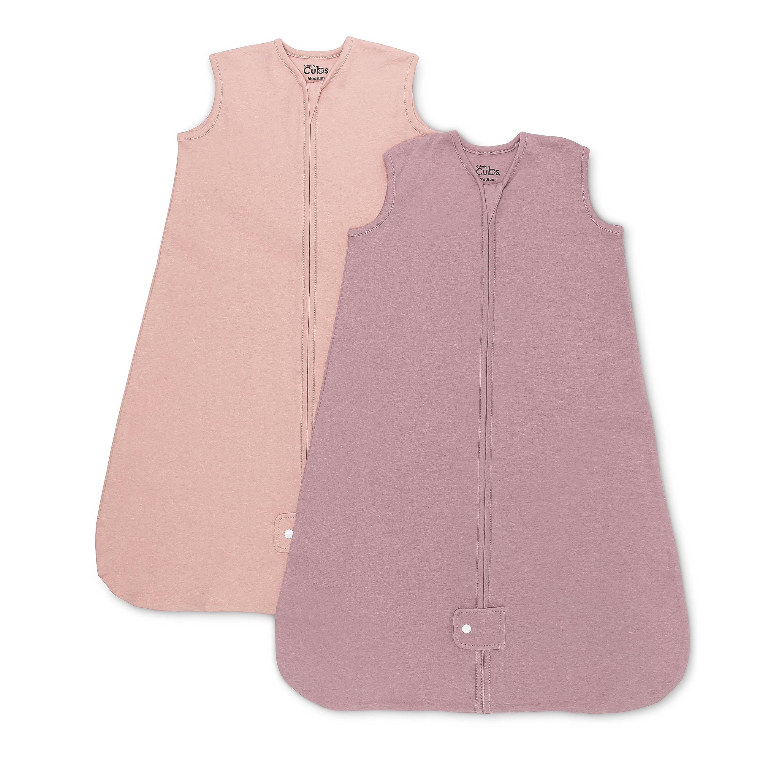 Comfy Cubs Sleep Sack blush-mauve fabric closeup shows soft cotton for peaceful sleep