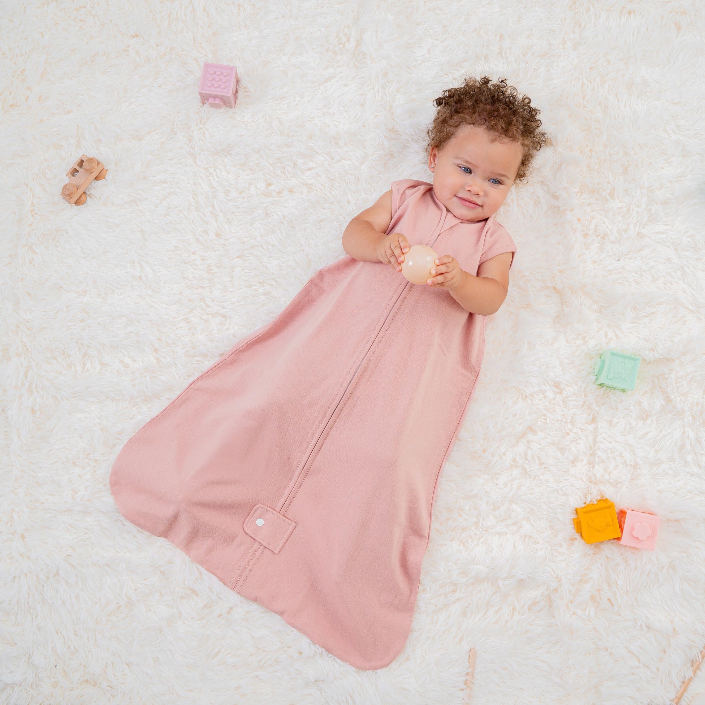 Comfy Cubs Sleep Sack front zipper cover demonstrates easy diaper changes