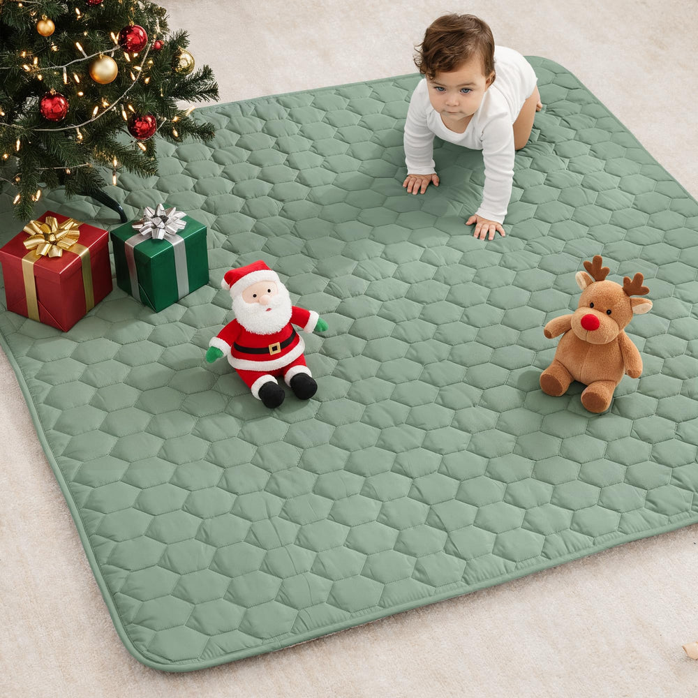 Comfy Cubs square play mat fern plush surface perfect for tummy time.