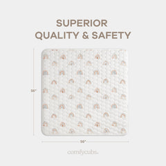 Comfy Cubs square play mat 56x56 quilted top closeup highlighting added padding