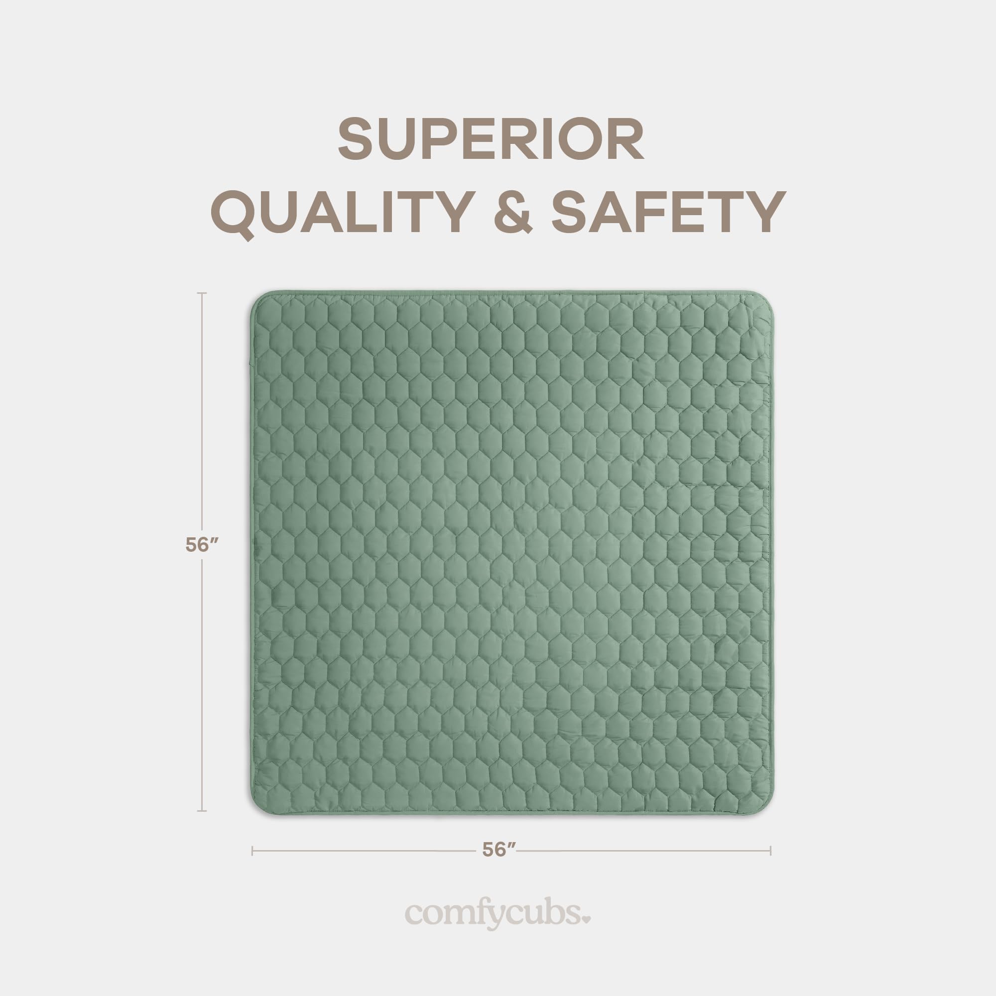 Comfy Cubs square play mat quilted closeup shows padding for crawling.