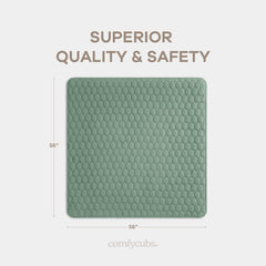 Comfy Cubs square play mat quilted closeup shows padding for crawling.