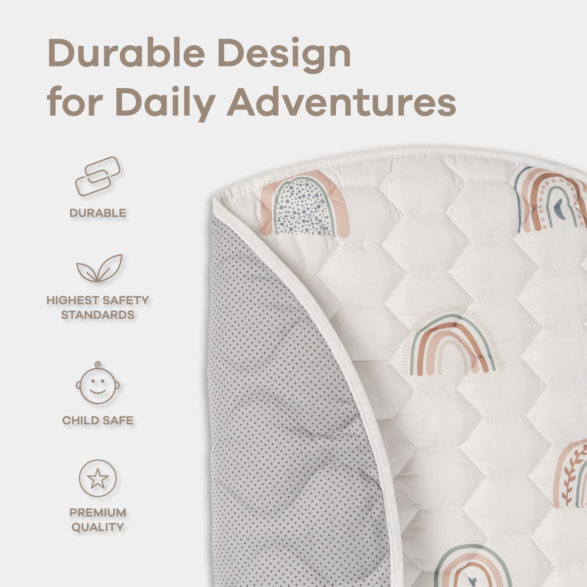 Comfy Cubs square play mat during toddler playtime shows safe floor space