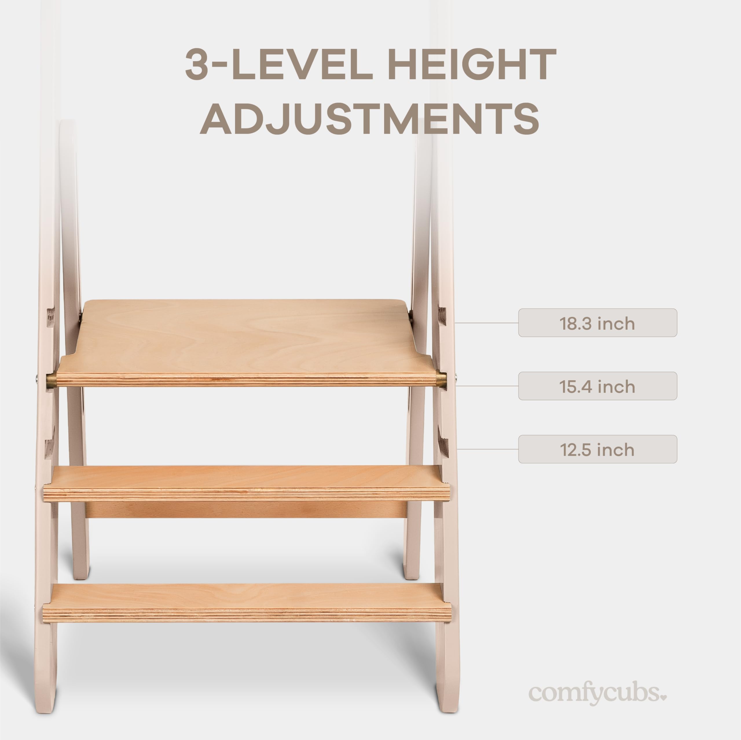 Comfy Cubs blush step stool helps kids reach sinks and counters safely.
