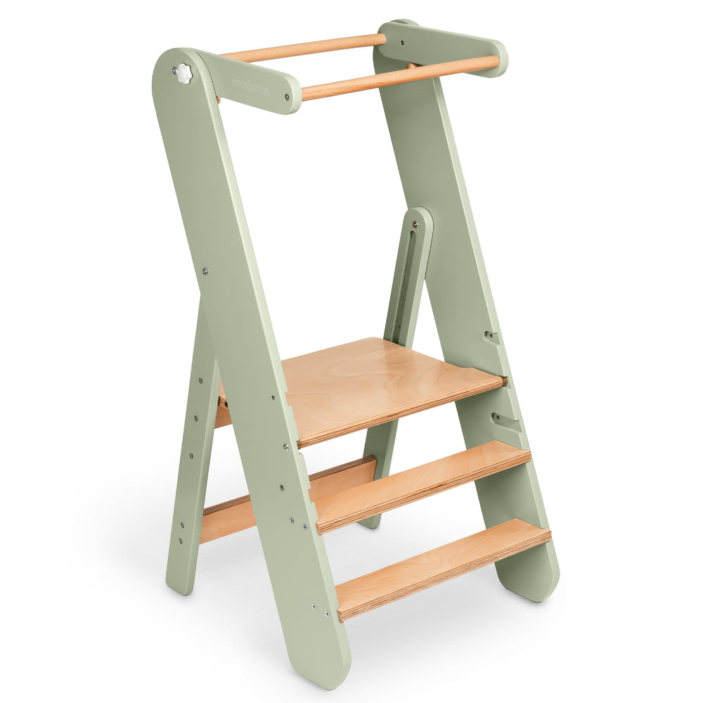 Comfy Cubs fold-flat stool demonstrates space-saving storage for small homes.