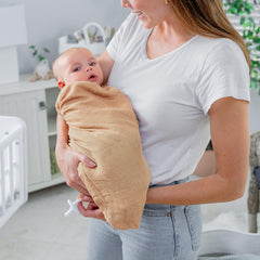 Comfy Cubs swaddle blanket tummy-time view, breathable fabric for play