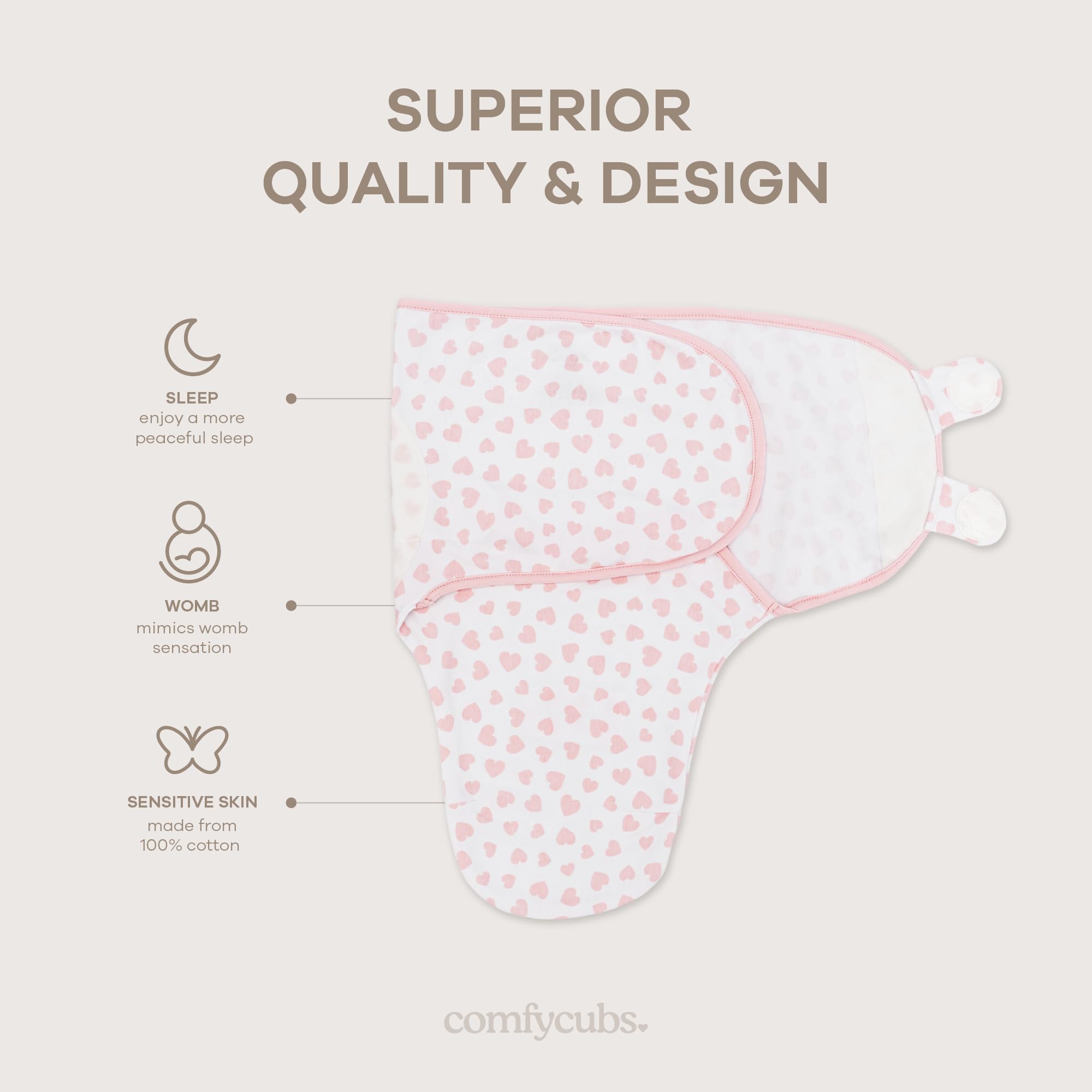 Comfy Cubs 100% cotton fabric close-up feels soft and breathable.