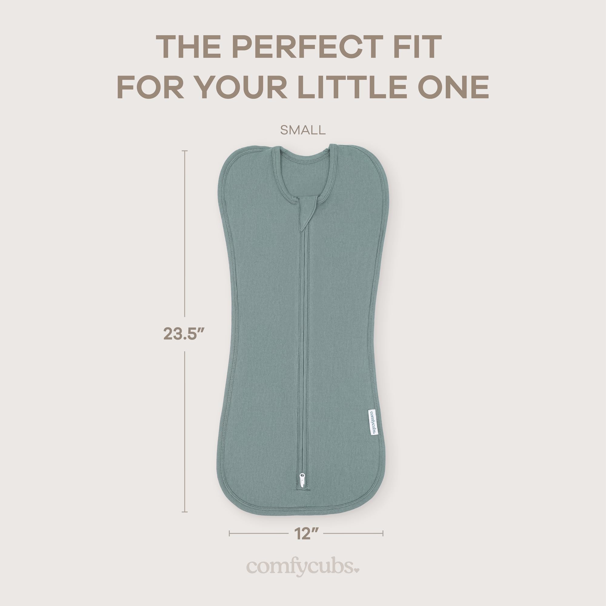 Comfy Cubs swaddle Nomadic Blue baby wrapped securely for calm sleep.