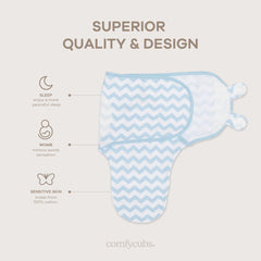 Comfy Cubs Swaddle Velcro Tabs closeup shows secure, adjustable wrap for newborns.
