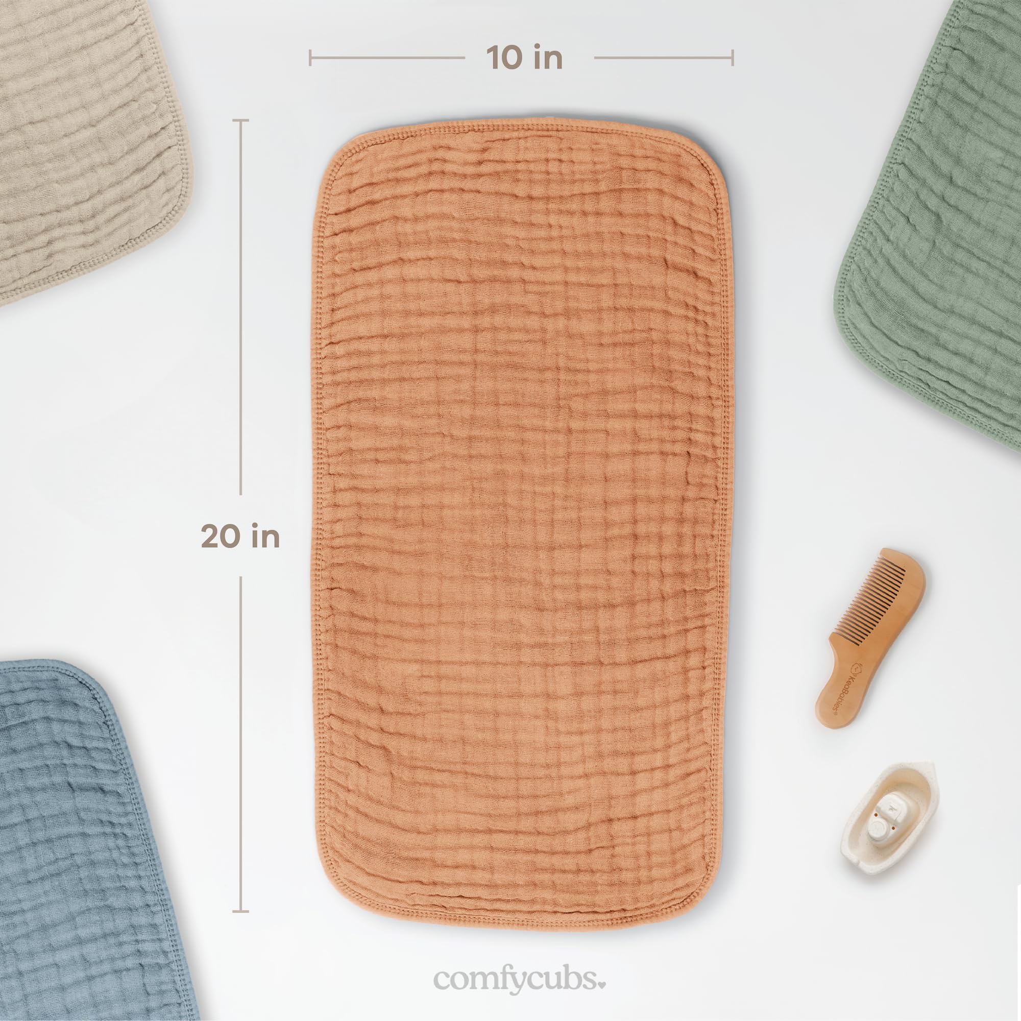 Comfy Cubs ultra-soft burp cloths provide full-coverage protection for shoulders and clothing