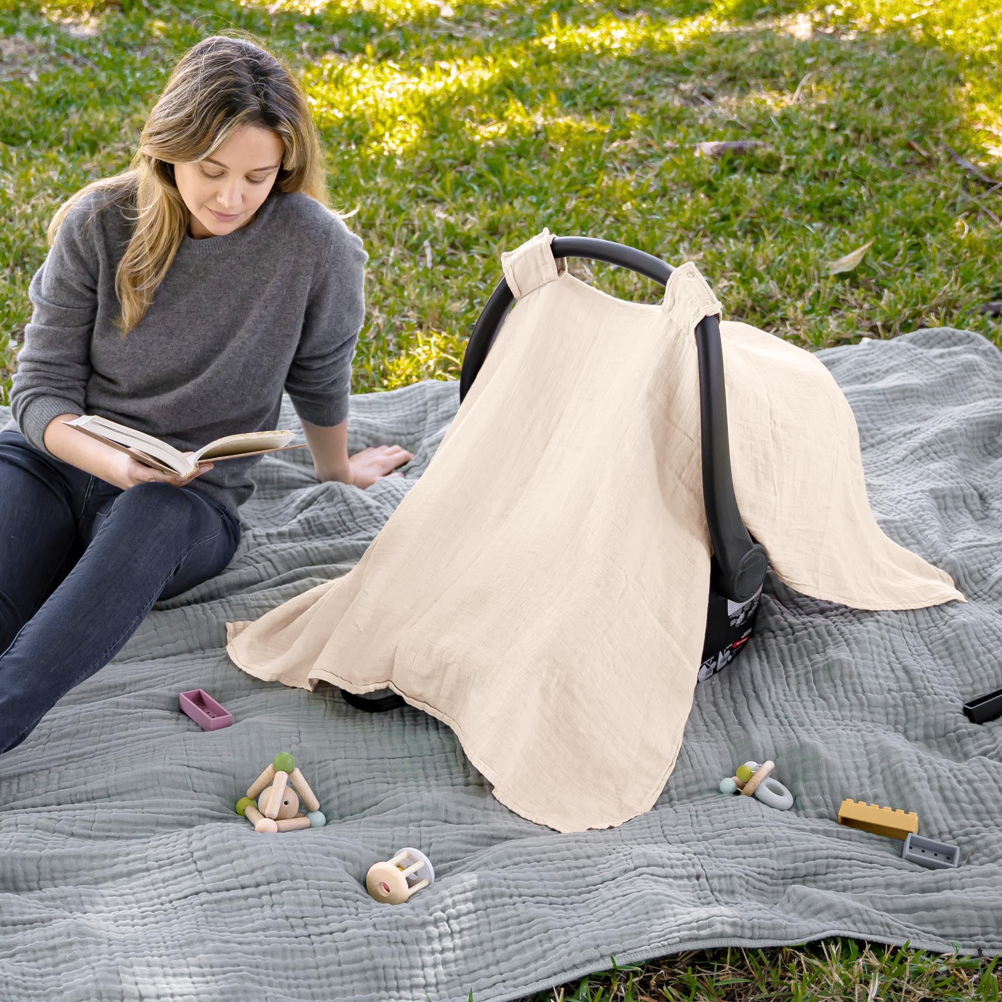 Comfy Cubs universal fit car seat cover works with most infant seats for on-the-go.