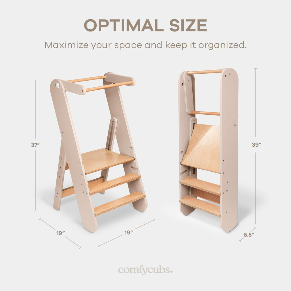Comfy Cubs US-designed toddler tower in blush complements home décor.