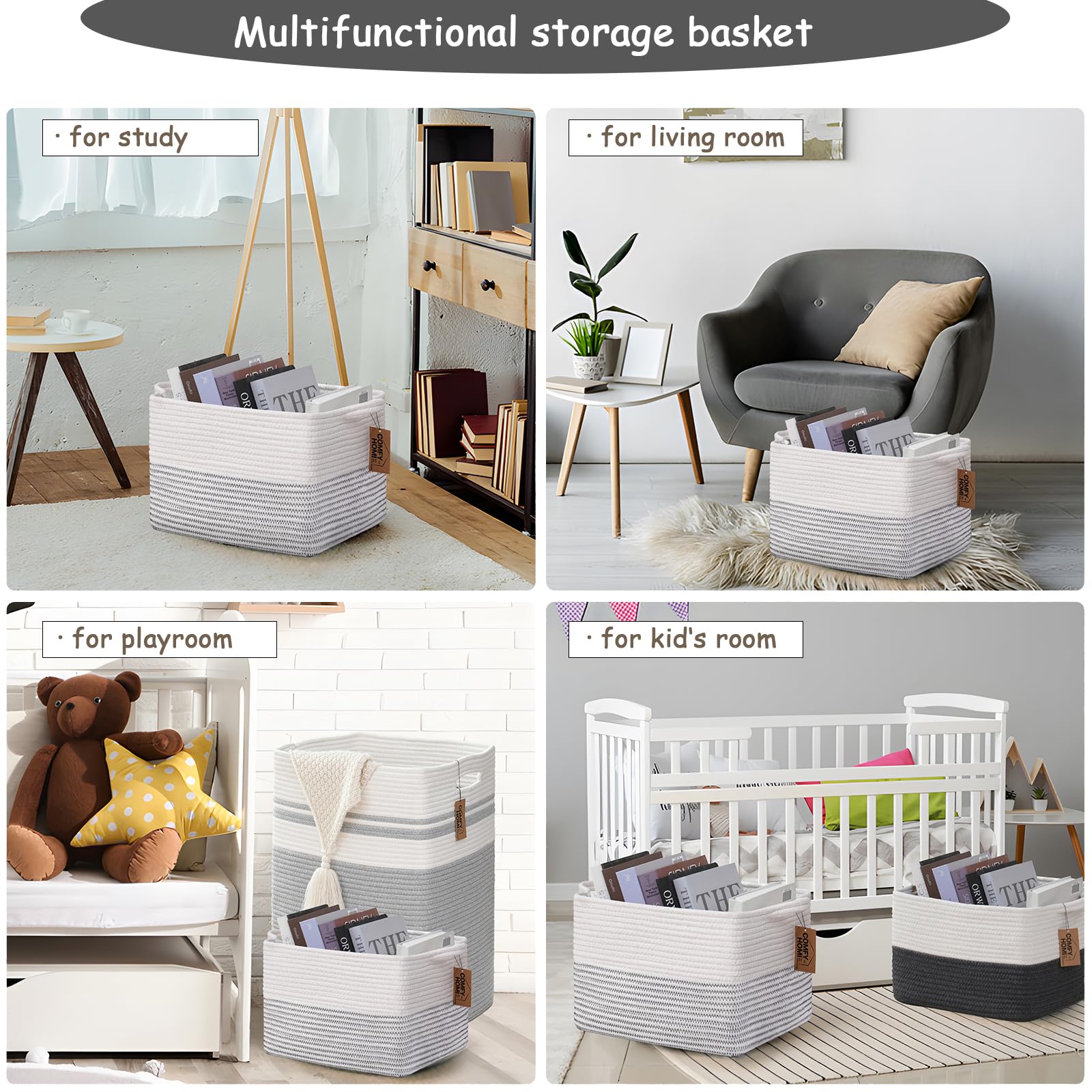 COMFY-HOMI rope basket in nursery for toys and towels