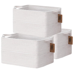 COMFY-HOMI cotton rope basket in living room helping keep toys organized and furniture safe.