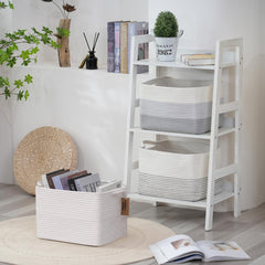 COMFY-HOMI cotton rope basket on desk or shelf keeps supplies within reach and tidy.