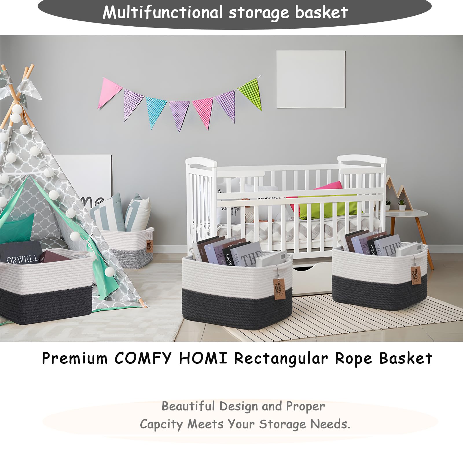 COMFY-HOMI 3-pack storage baskets for living room organization