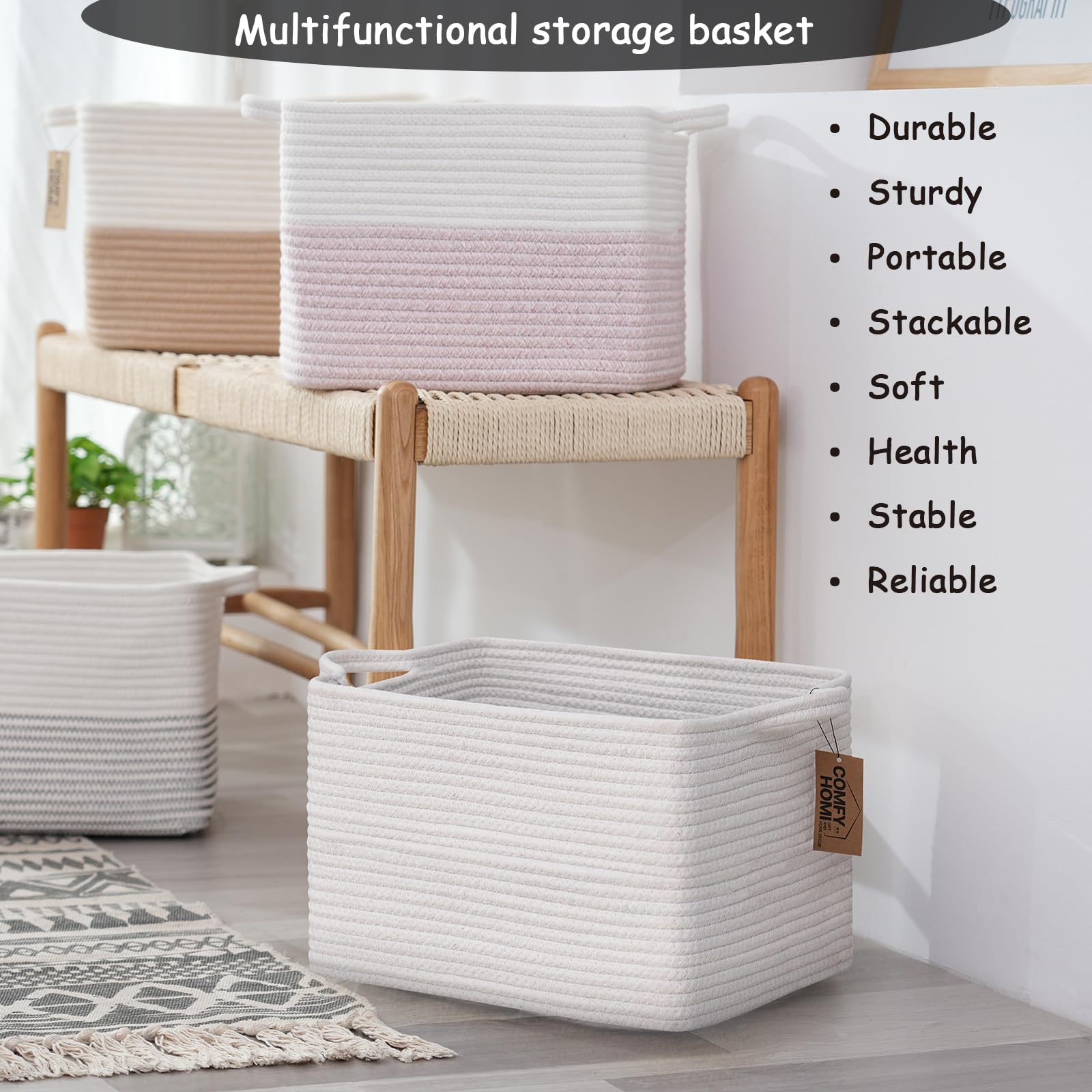 COMFY-HOMI storage baskets arrive folded so you can shape them quickly.