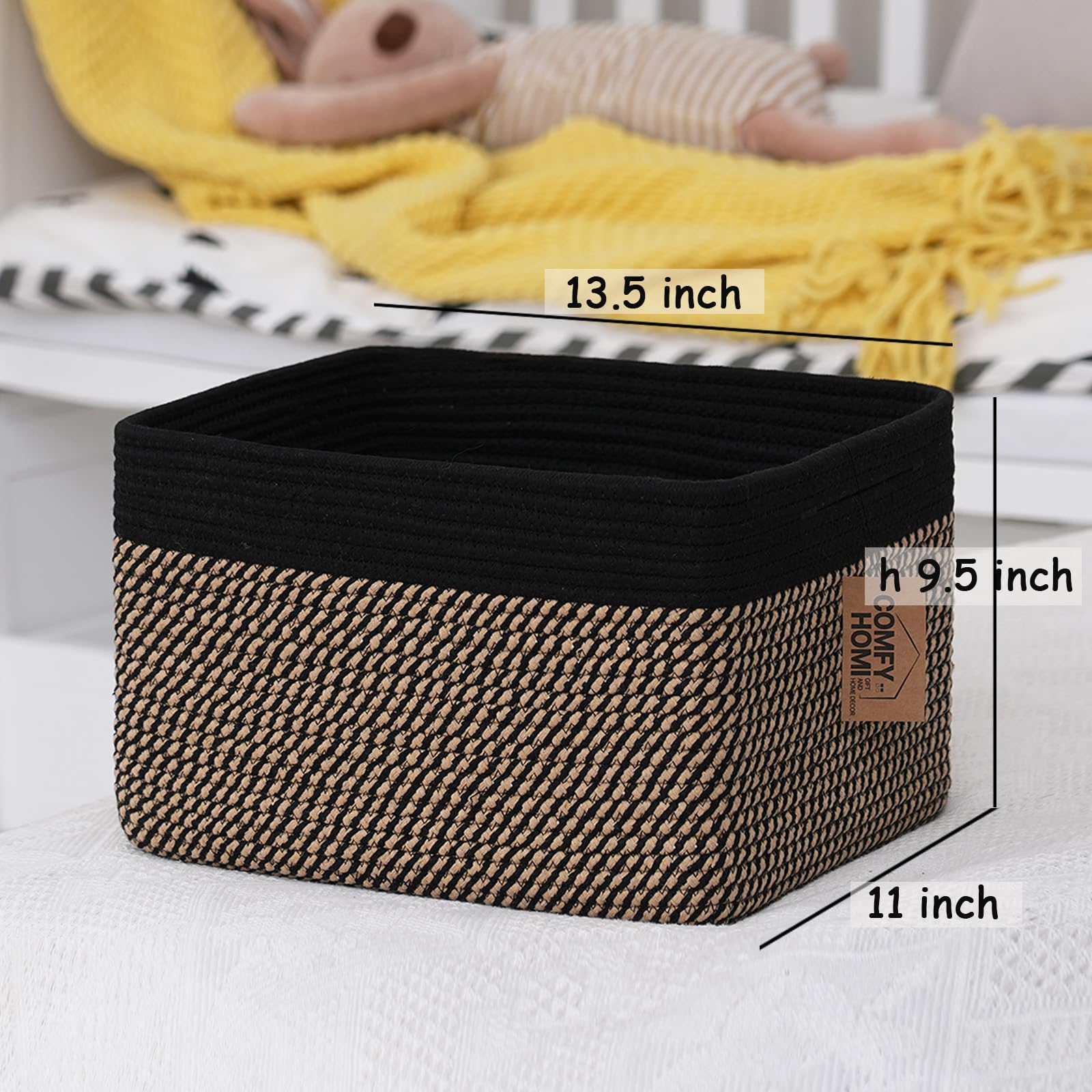 COMFY-HOMI basket handles side view highlights easy tote for toys.