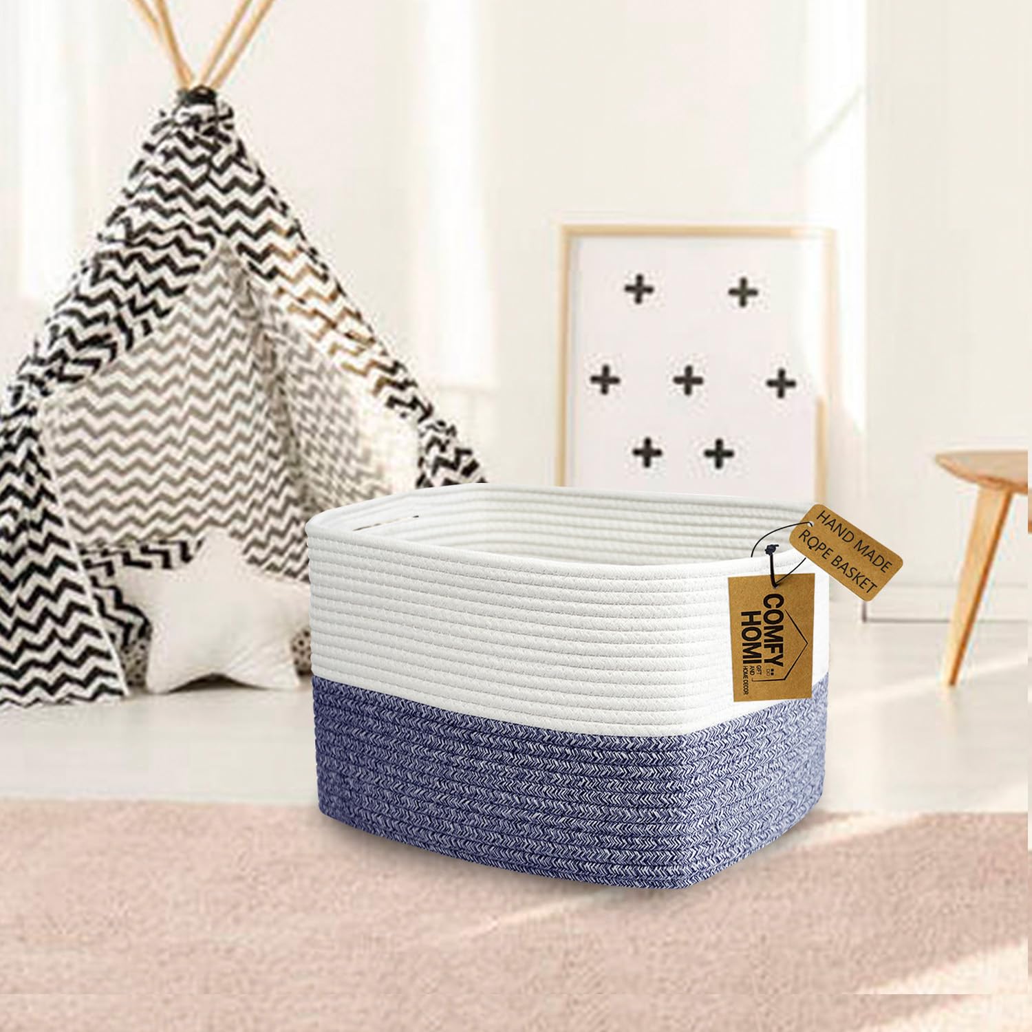 COMFY-HOMI nursery organization basket storing books and blankets