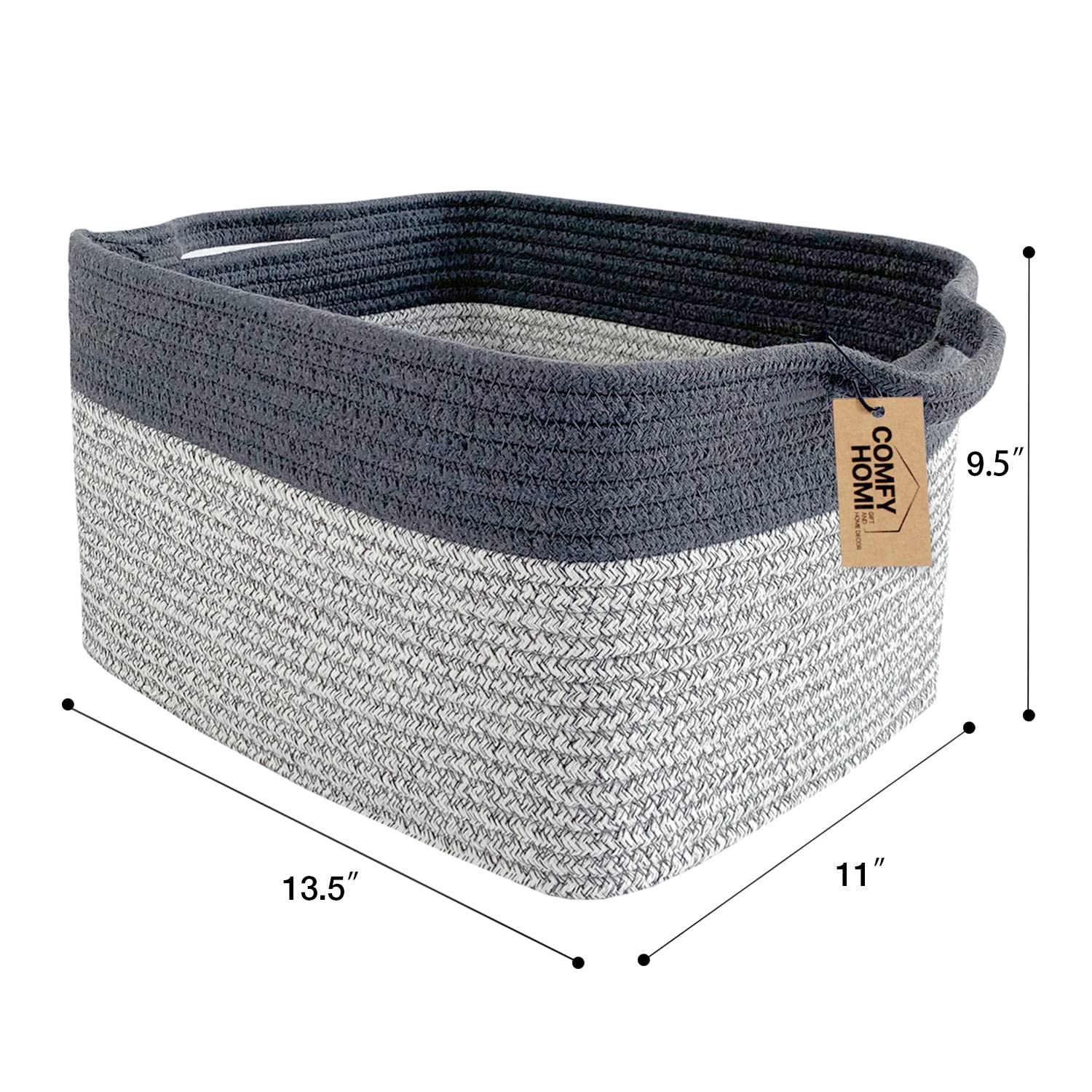 COMFY-HOMI basket on living room shelf demonstrates versatile organization.