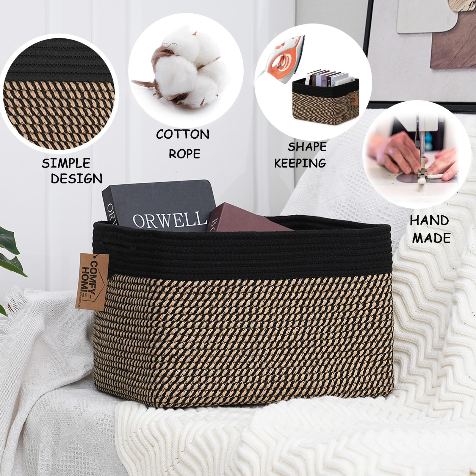 COMFY-HOMI basket soft material closeup emphasizes gentle handling.