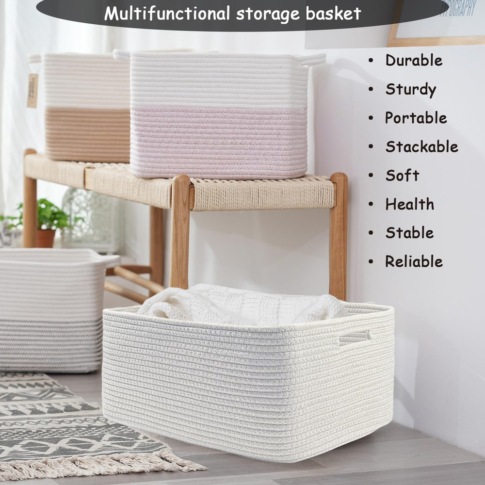 COMFY-HOMI baskets in closet organization setup white for versatile storage.