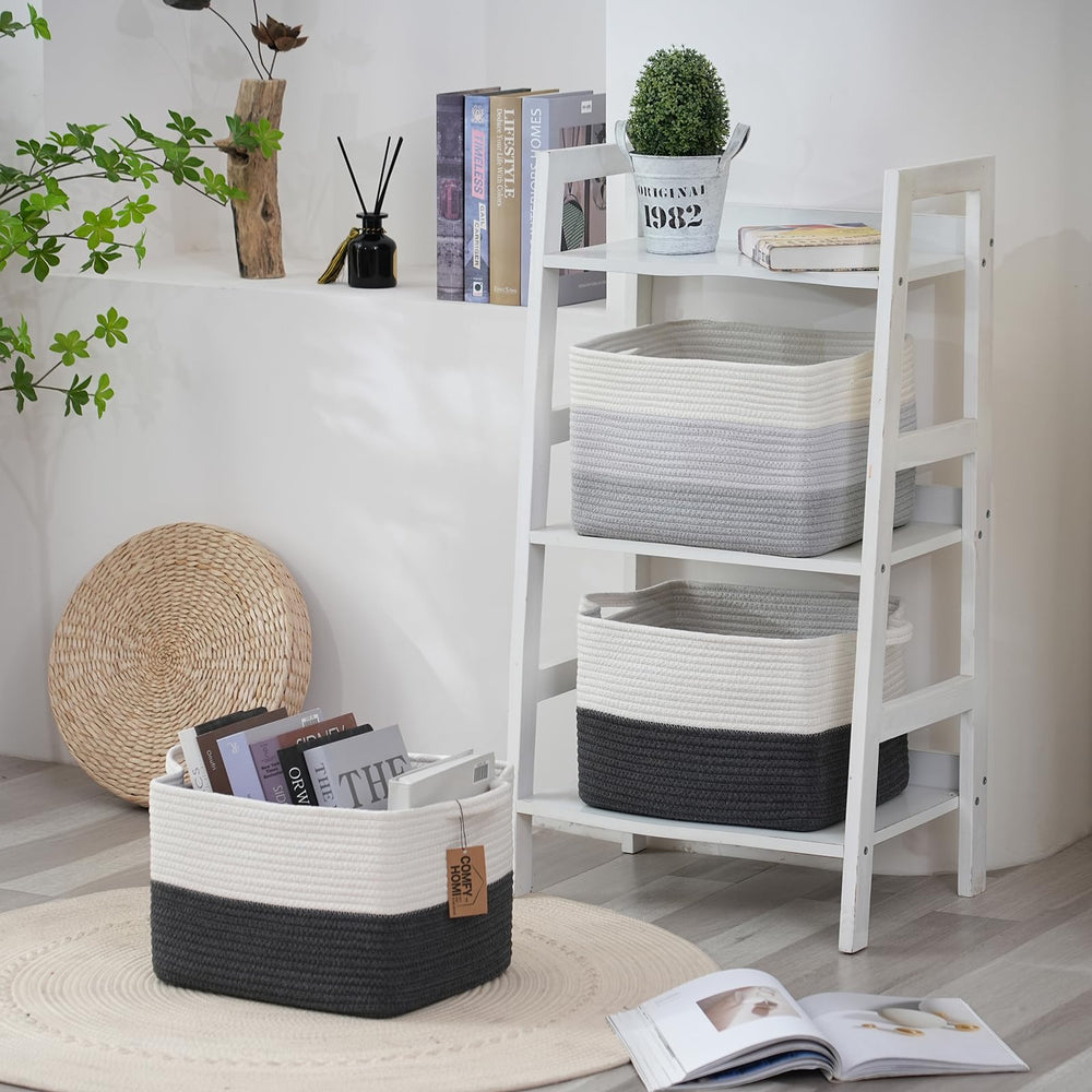 COMFY-HOMI basket with towels in bathroom for neat organization.