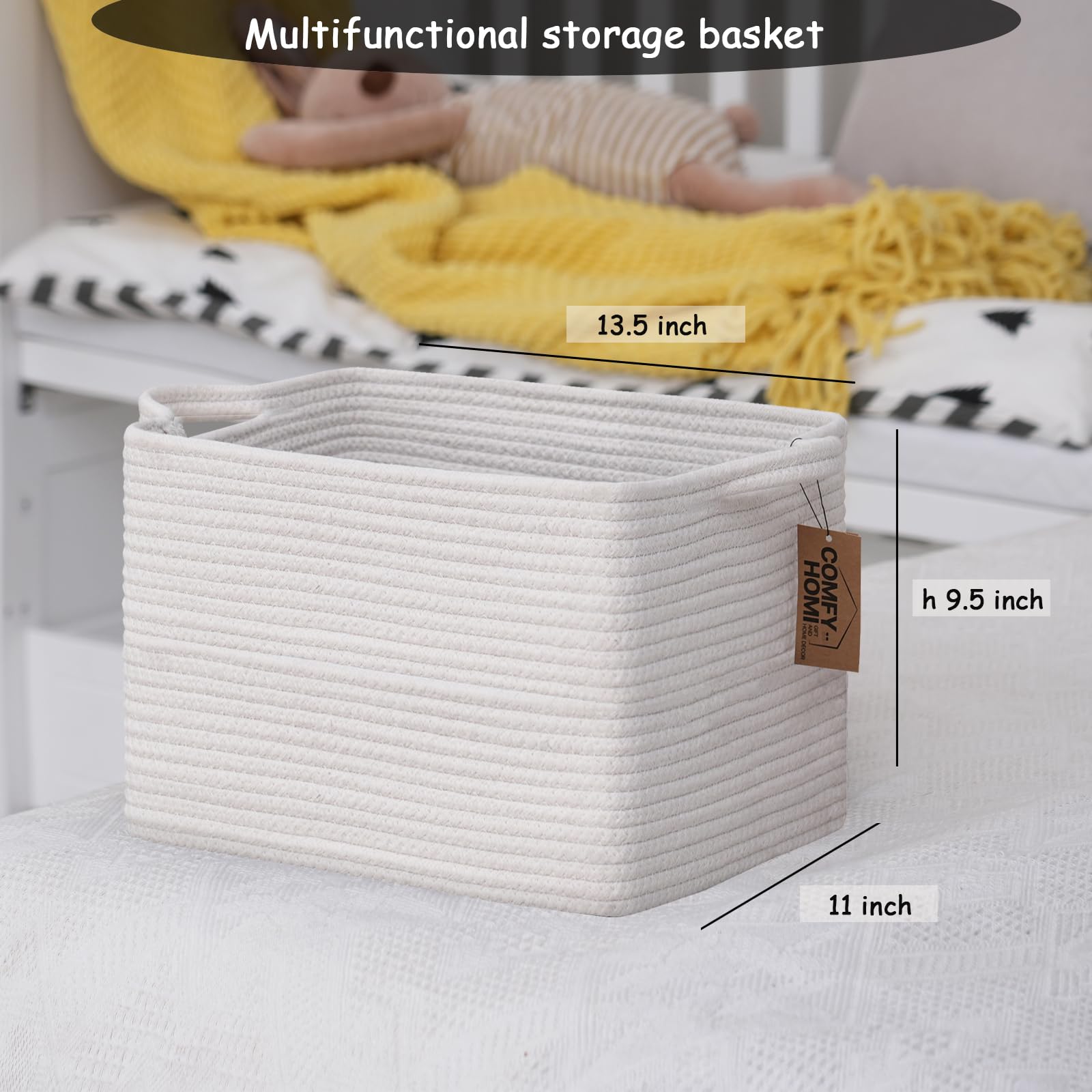 COMFY-HOMI basket ideal for books and magazines adding natural texture and accessible storage