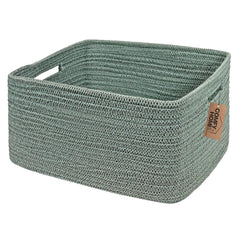 COMFY-HOMI cotton rope basket green front view demonstrates large storage for toys and linens