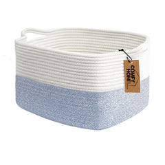 COMFY-HOMI cotton rope basket top view with handles for easy shelf storage