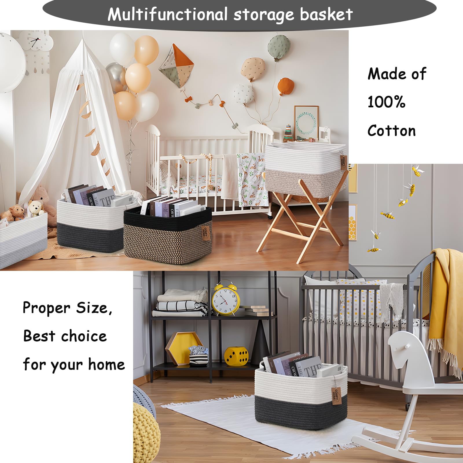 COMFY-HOMI basket in living room as decorative storage.