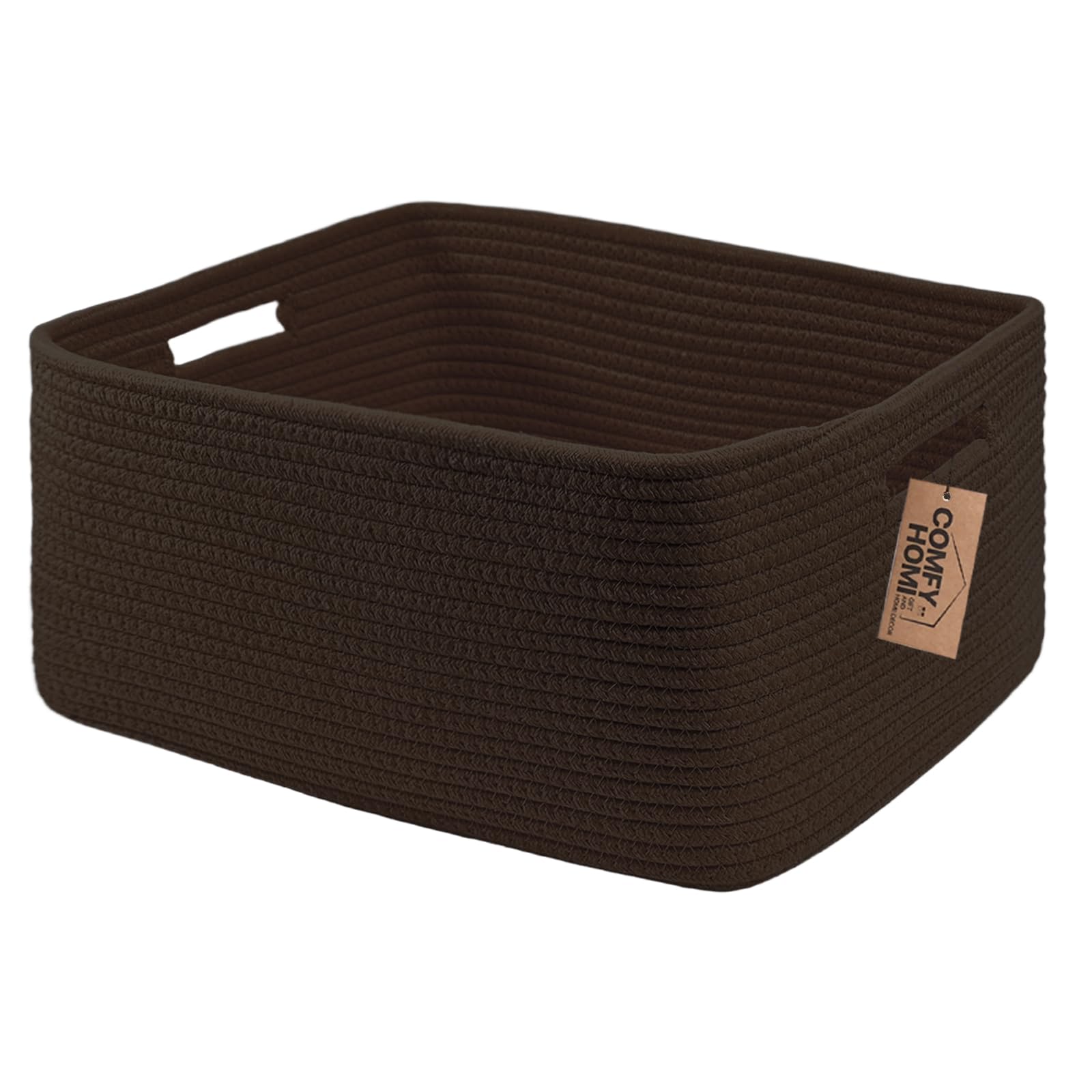 COMFY-HOMI cotton rope basket side view for stylish storage on shelves and toys