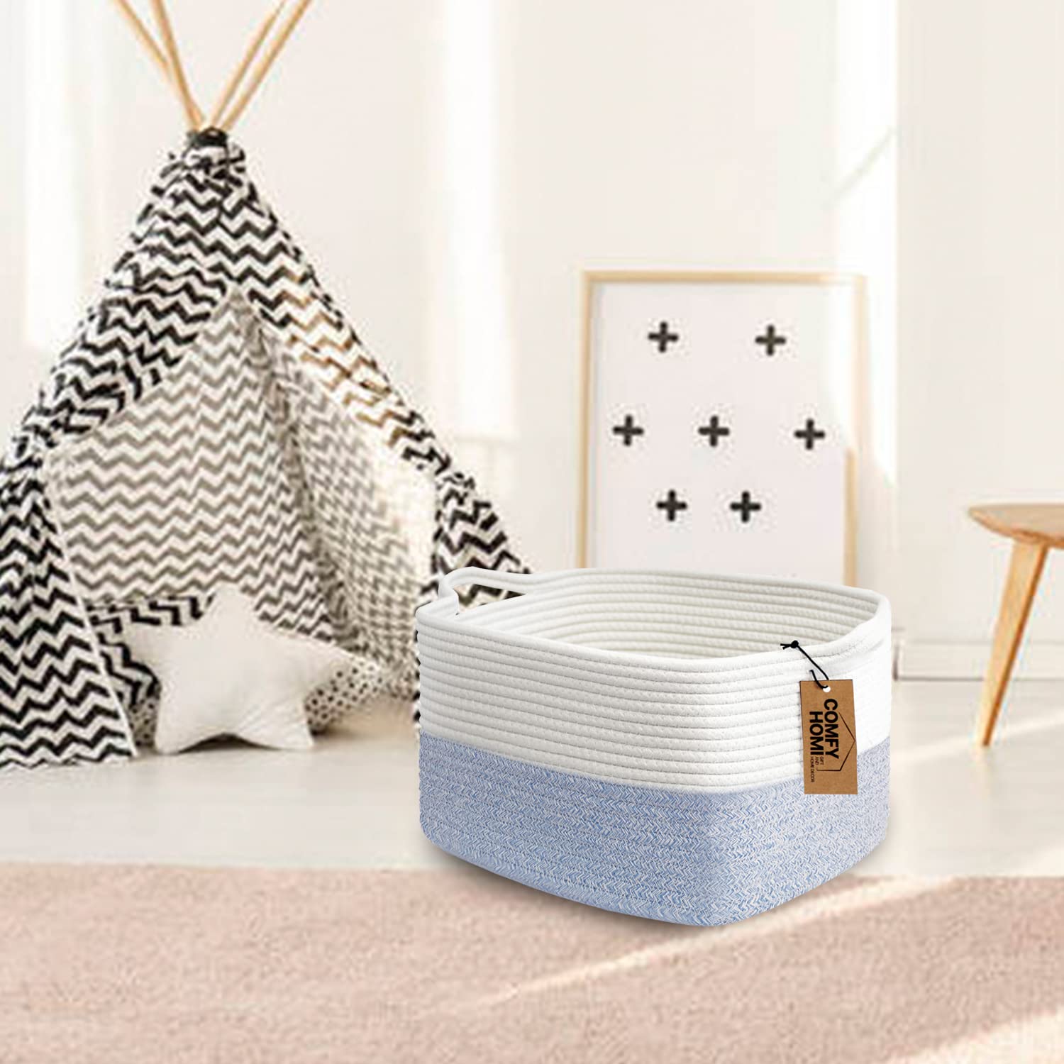 COMFY-HOMI toy-organization basket with soft rope keeps items secure
