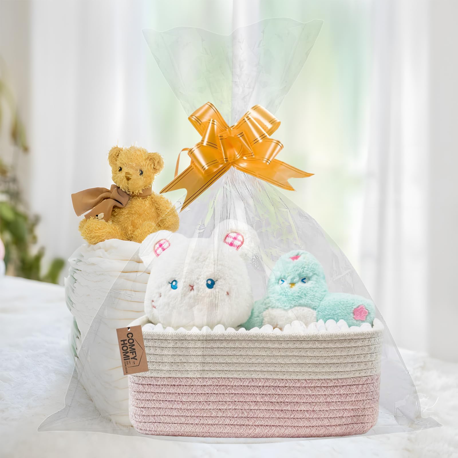 COMFY-HOMI cotton rope basket toy storage bin supports neat, accessible kids' toys.