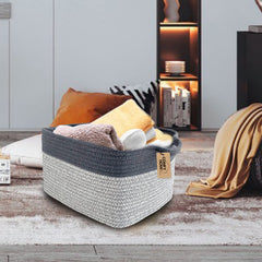 COMFY-HOMI cotton rope basket for toy storage with soft texture.