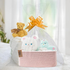 COMFY-HOMI cotton rope construction highlights durable soft-touch baskets for toy storage.