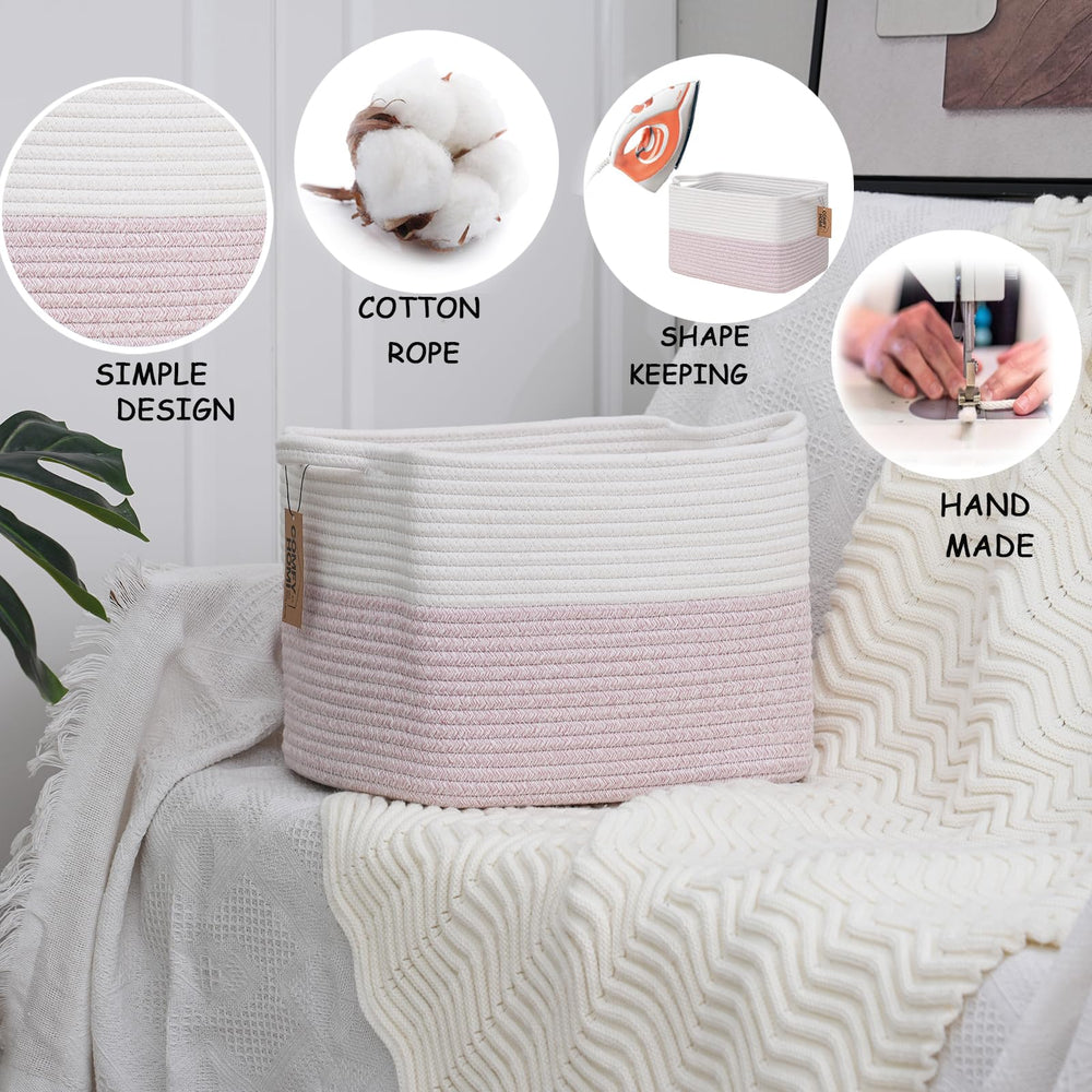 COMFY-HOMI cotton rope basket weave detail highlights premium handmade look.