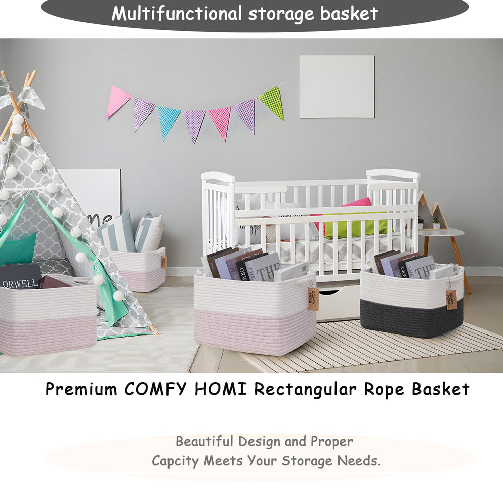 COMFY-HOMI cotton rope square basket folds flat and reshapes easily.