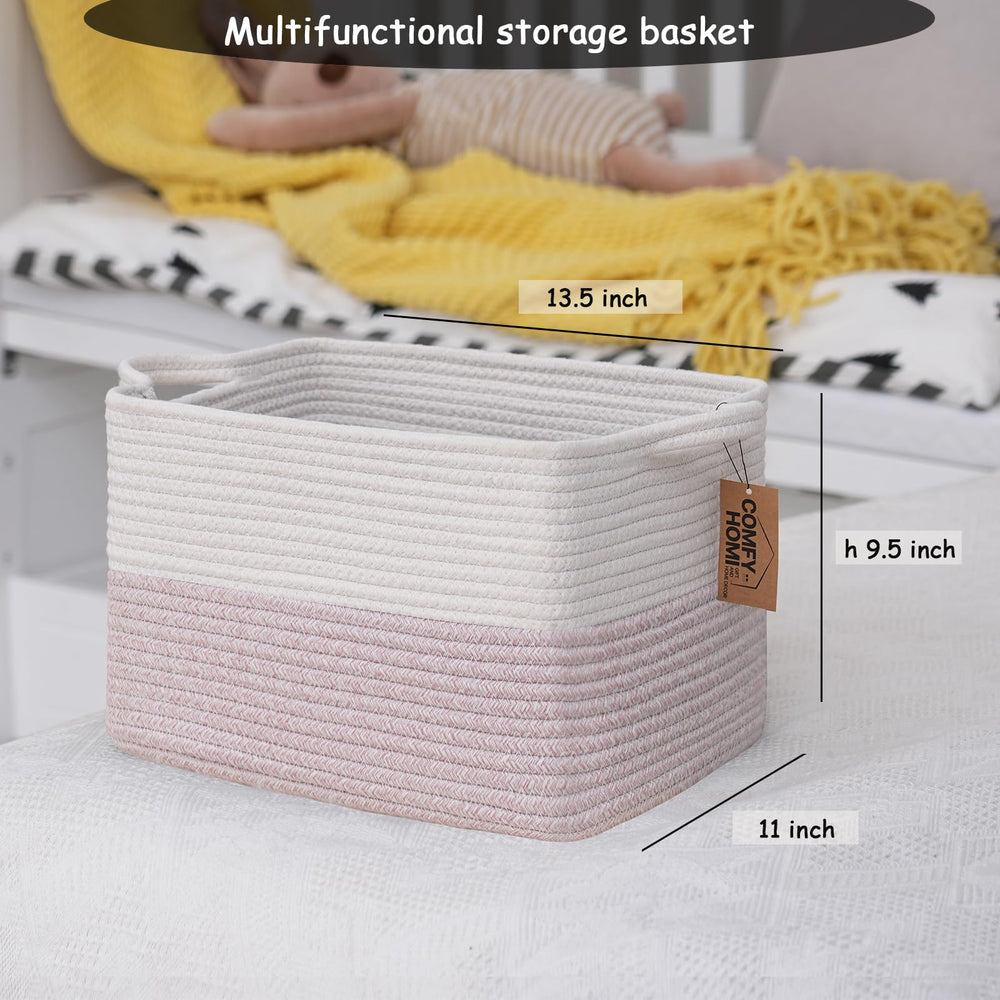 COMFY-HOMI cotton rope square basket to organize shoes and clutter neatly.