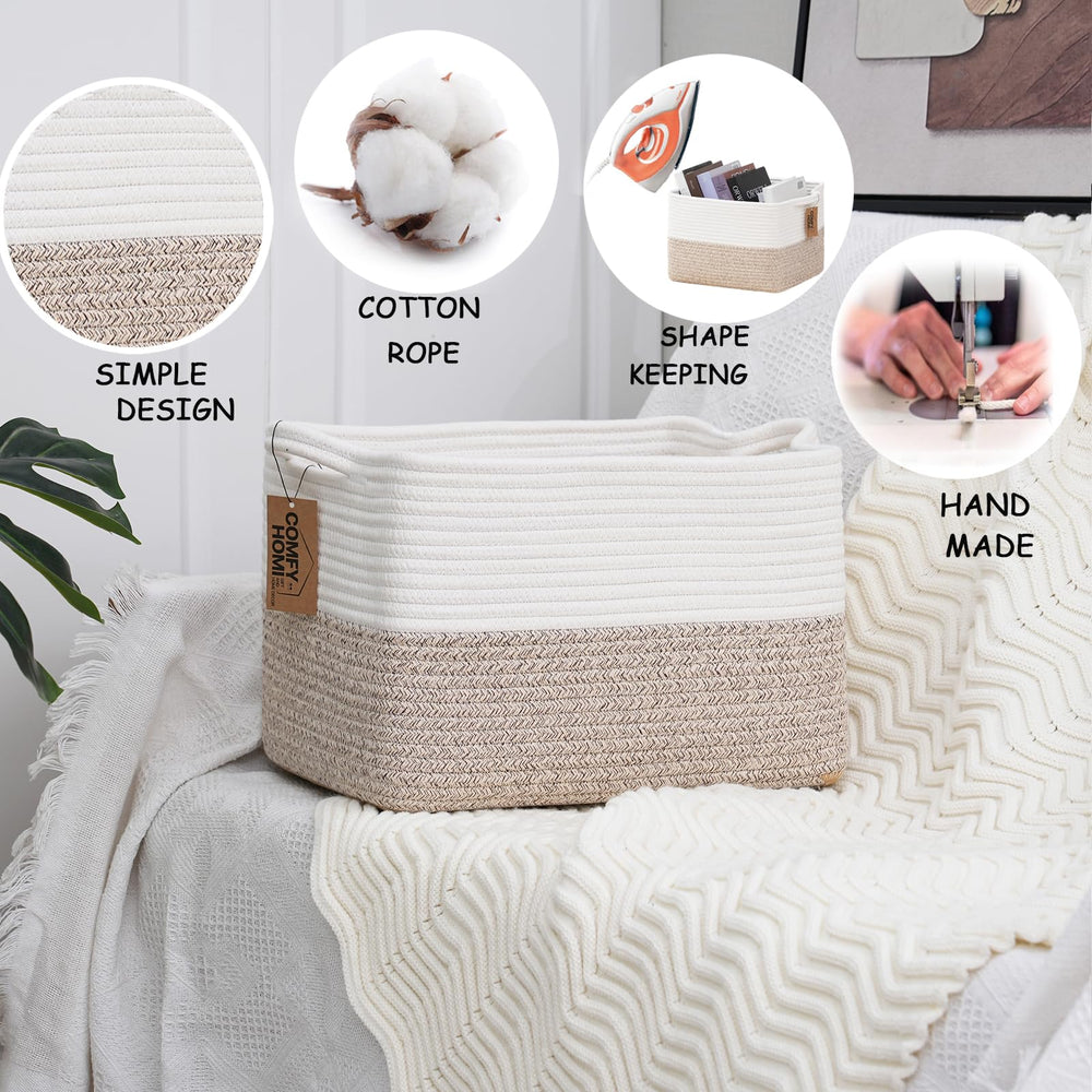 COMFY-HOMI bathroom towel storage using soft cotton rope basket