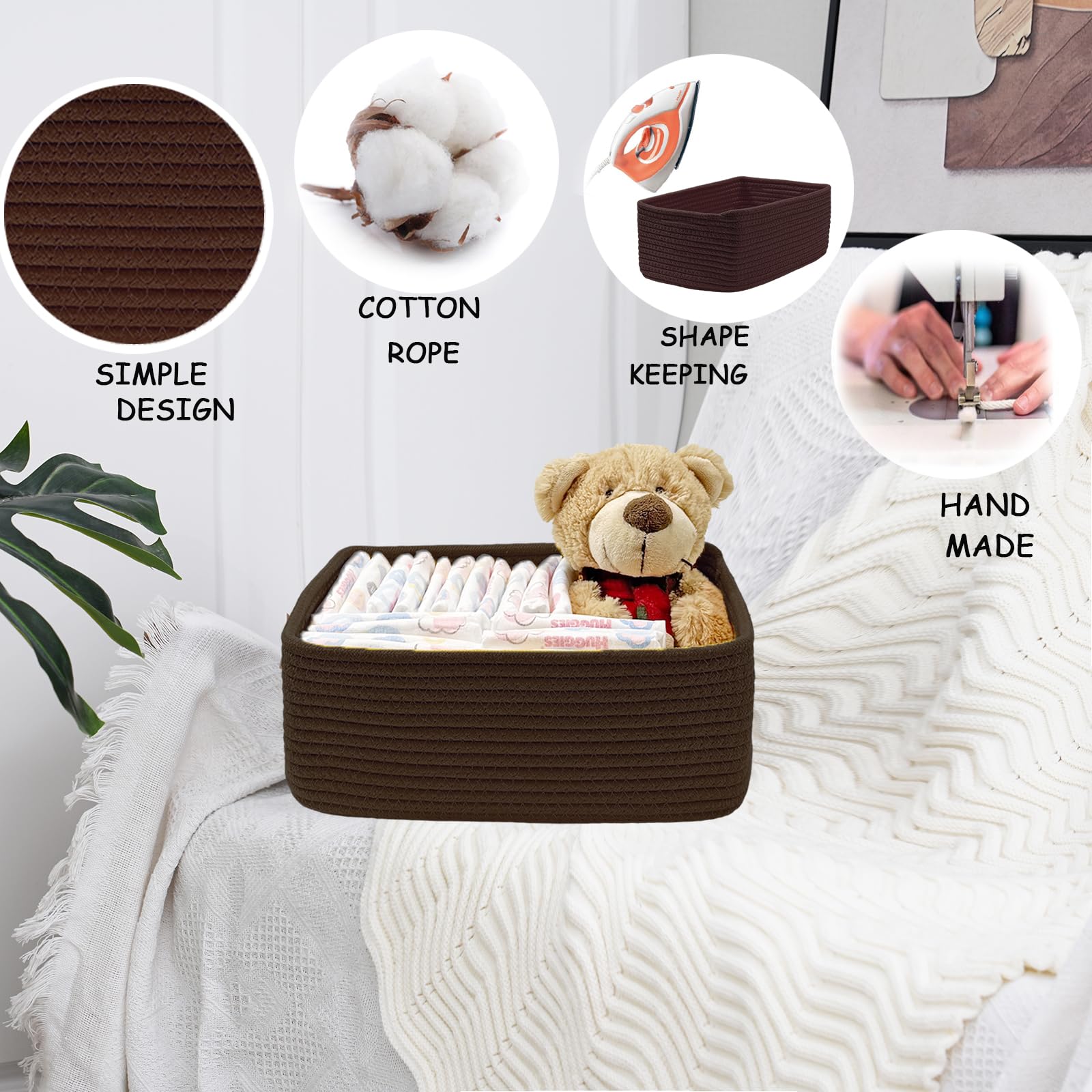 Rustic-warm COMFY-HOMI decor basket elevates any shelf.