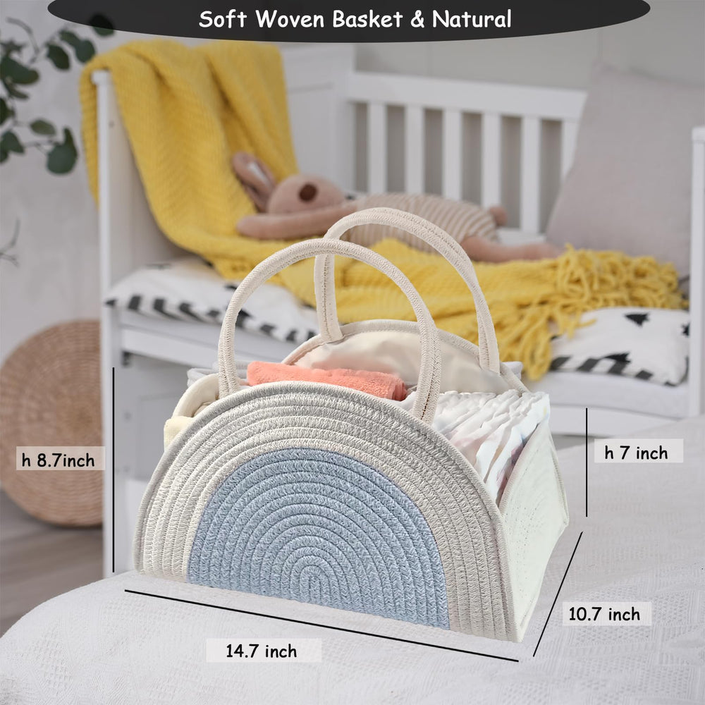 COMFY-HOMI Diaper Caddy with removable dividers for bottles, pacifiers, and pump parts.