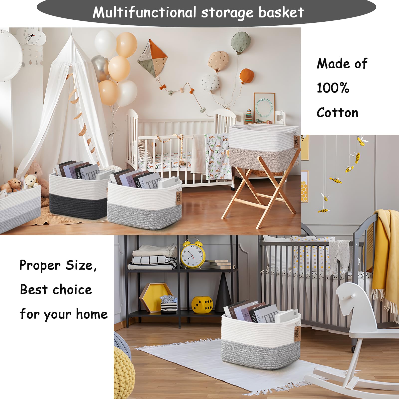 COMFY-HOMI easy-shaping basket shows quick reshaping tips after shipping.