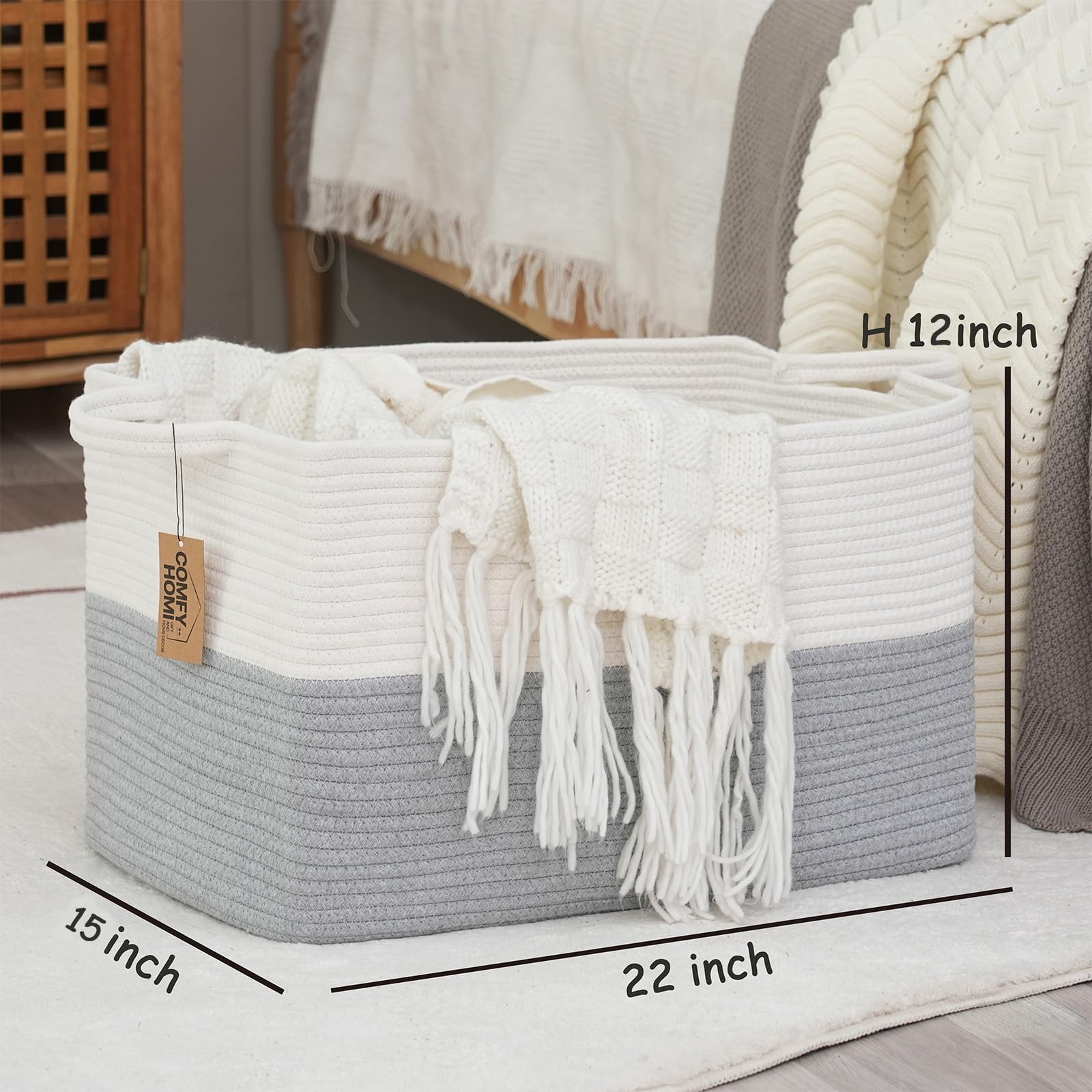 COMFY-HOMI folded-storage basket demonstrates space-saving design.