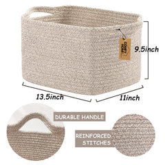 COMFY-HOMI handmade-basket reinforced-handles easy to carry around the home.