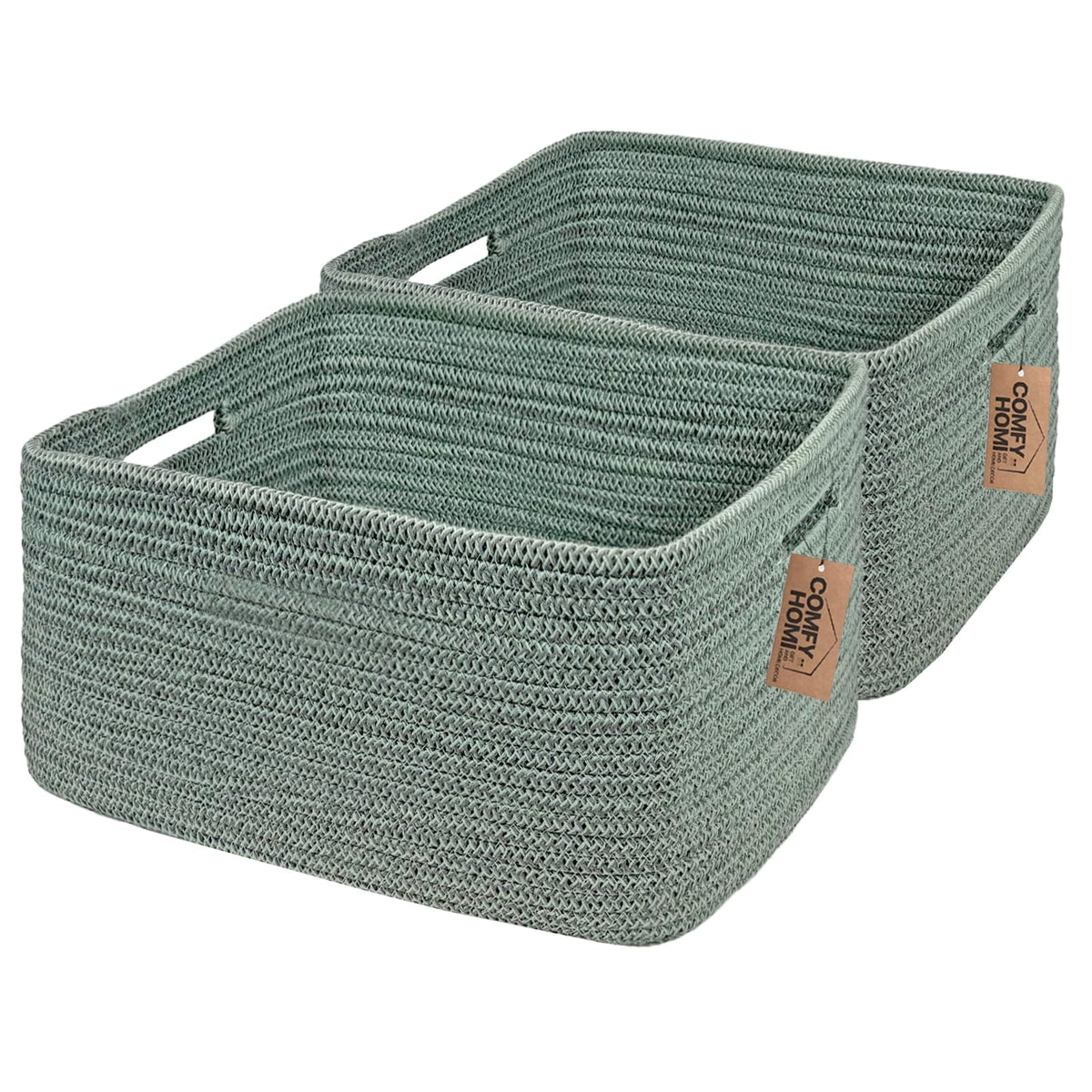 COMFY-HOMI large storage basket green demonstrates ample space for toys, blankets, and everyday clutter.