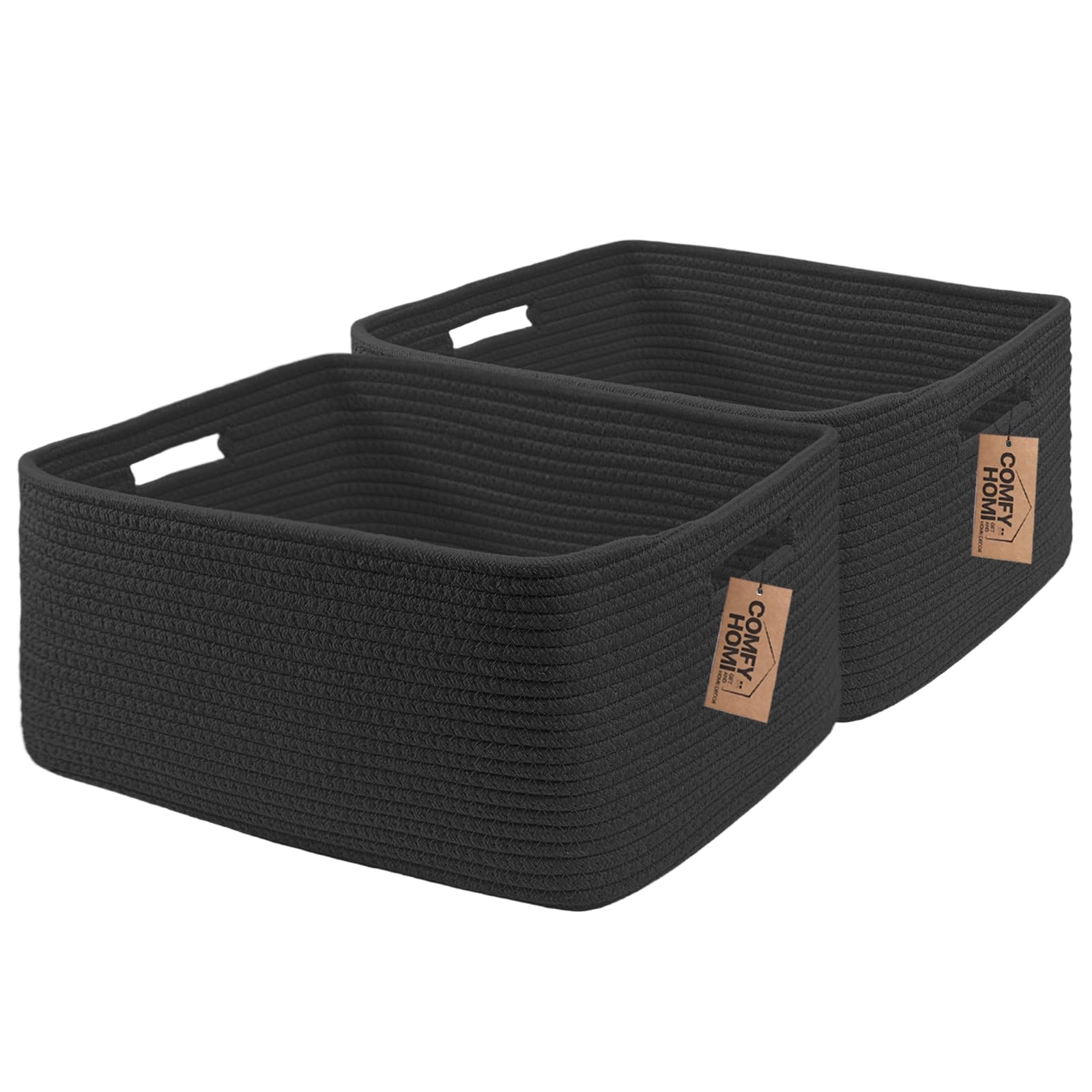 COMFY-HOMI large storage basket with square weave texture for stylish clutter control.