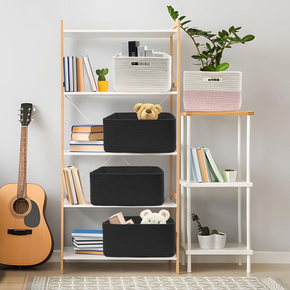 COMFY-HOMI large storage basket in square weave design for laundry organization.